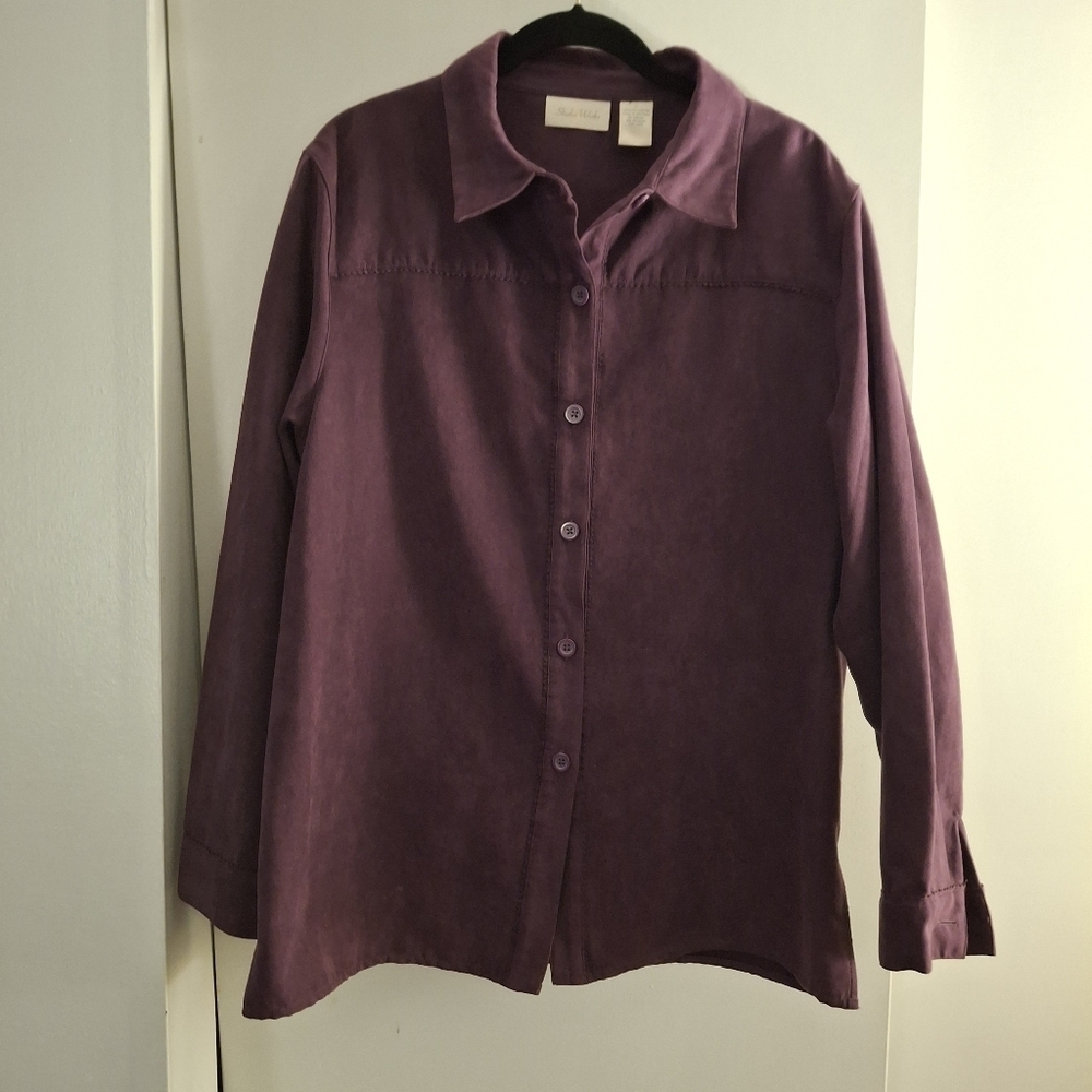 Studio Works Women's Purple Button-Up Long Sleeve Shirt